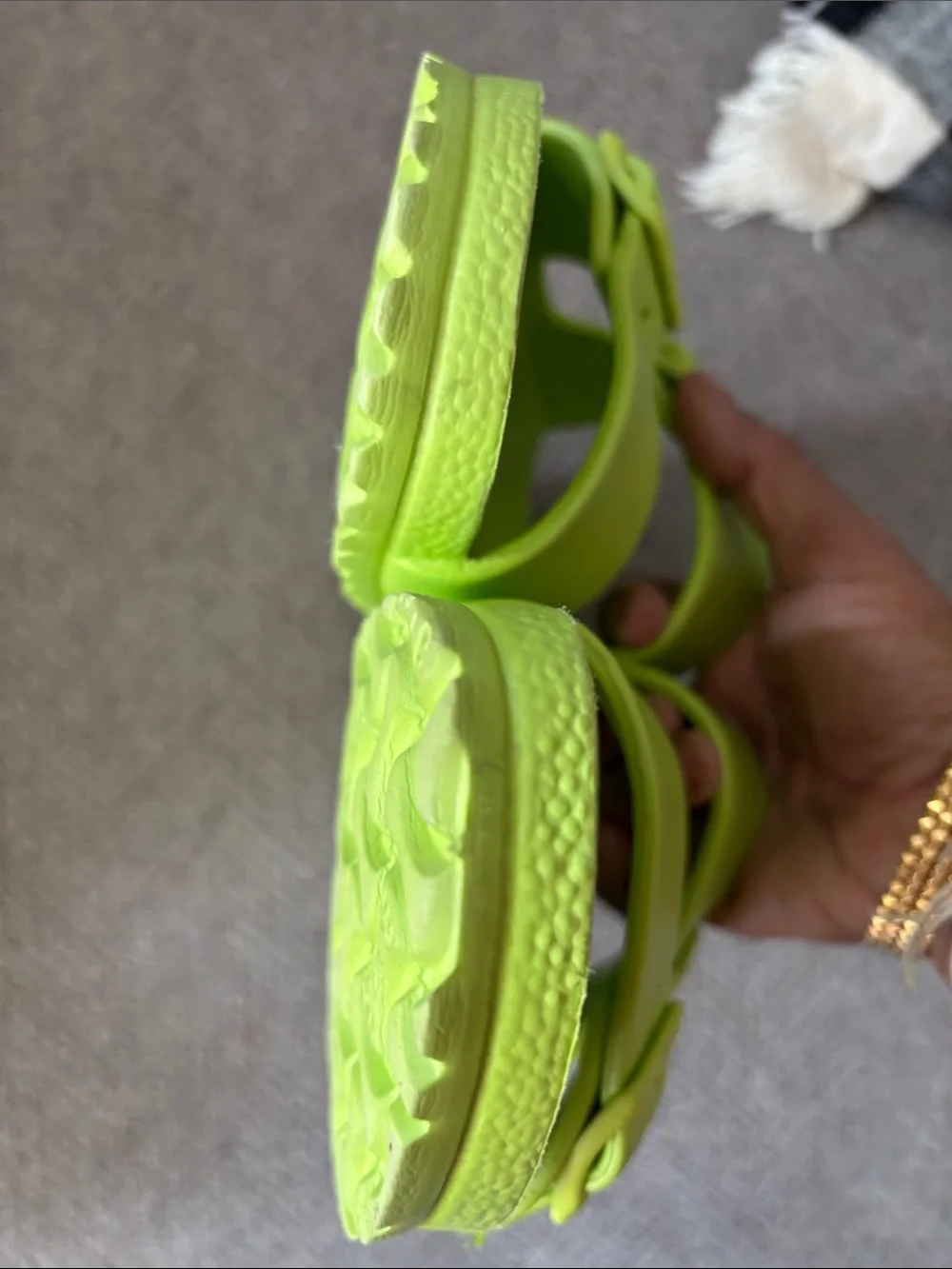 Birkenstock Kids Neon Lime Two-Strap Slide Sandals